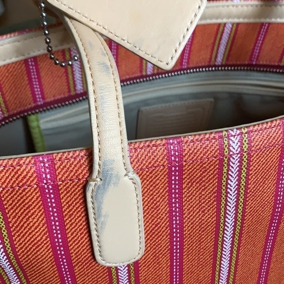 Coach Legacy Weekend Ticking Stripe PVC Zip Tote - Picture 7 of 16